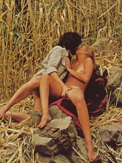 Seventies hippies having a big steamy orgy on a camping