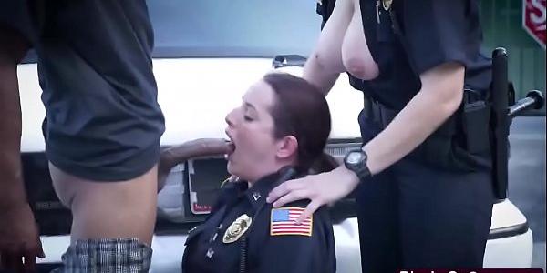 Nasty and busty police whores fucked hard a black guy